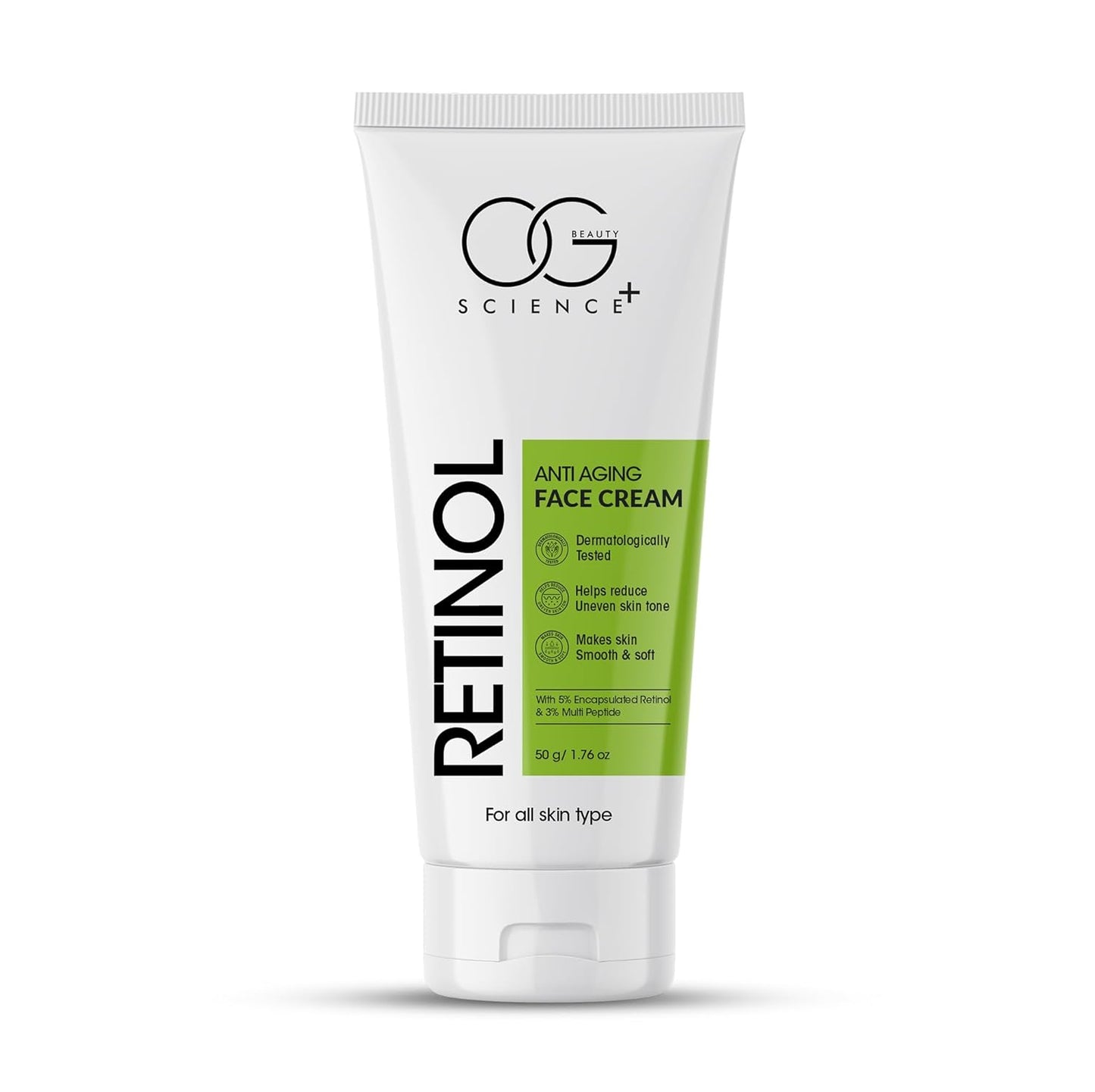 OG BEAUTY Science Retinol Anti-Aging Face Cream | 5% Encapsulated Retinol & 3% Multi-Peptide Formula | Dermatologist Tested | For All Skin Types | 50g
