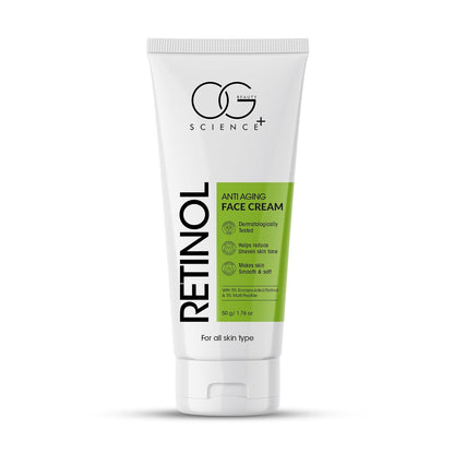 OG BEAUTY Science Retinol Anti-Aging Face Cream | 5% Encapsulated Retinol & 3% Multi-Peptide Formula | Dermatologist Tested | For All Skin Types | 50g