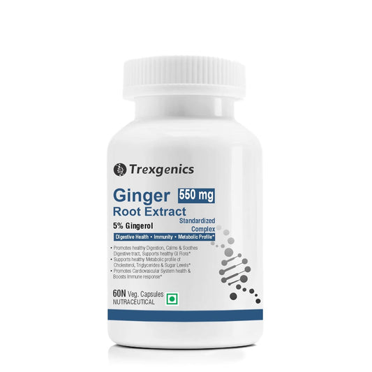Trexgenics GINGER (Bioactive 5% Gingerol) 550 mg Standardized for Digestive Health, Immunity, Metabolic Profile, Immunity Support (60 Vcaps) (1)