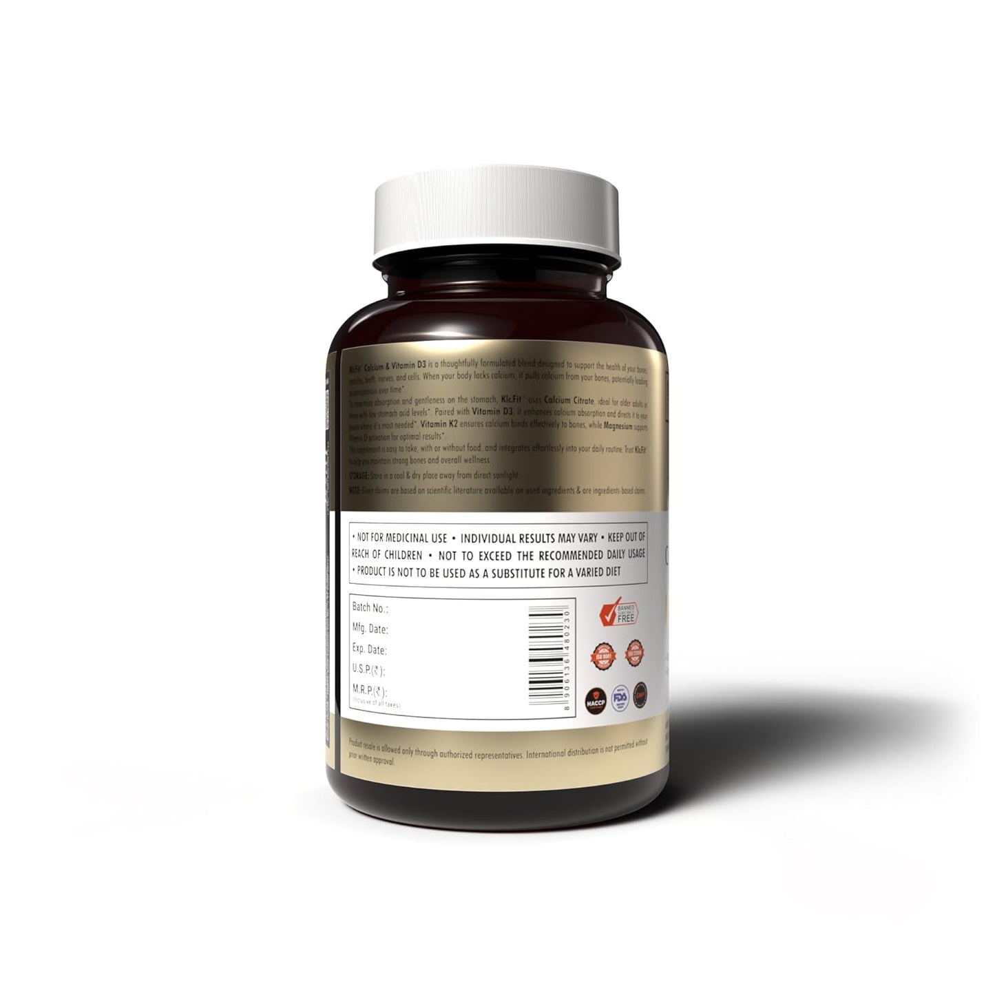 Calcium with Vitamin D3 Supplement - Joint Support for Bone Health & Muscle Function - Immunity & Joint Care - 60 Tablets