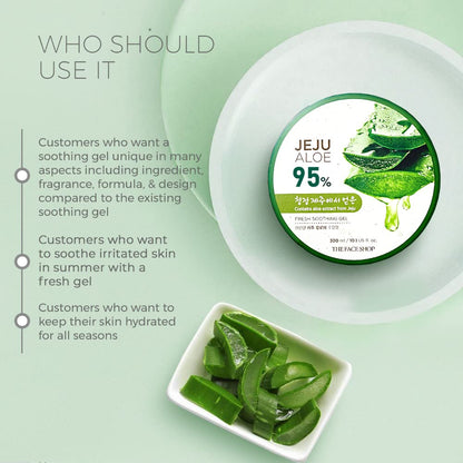 The Face Shop Non-Sticky Transparent 3 in 1 Aloe Fresh Soothing gel for Skin, Body and Hair |Reduces Dark Spots and Acne,300ml