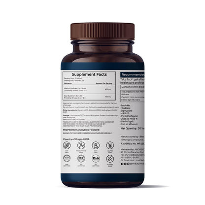 Miduty by Palak Notes Pure Natural Vitamin E Capsules, Enhanced with Omega-3-6 - 7-9 - Sea Buckthorn Berry Oil - Boosts Immunity - Balance cholesterol - Better Heart health - 30 Softgel