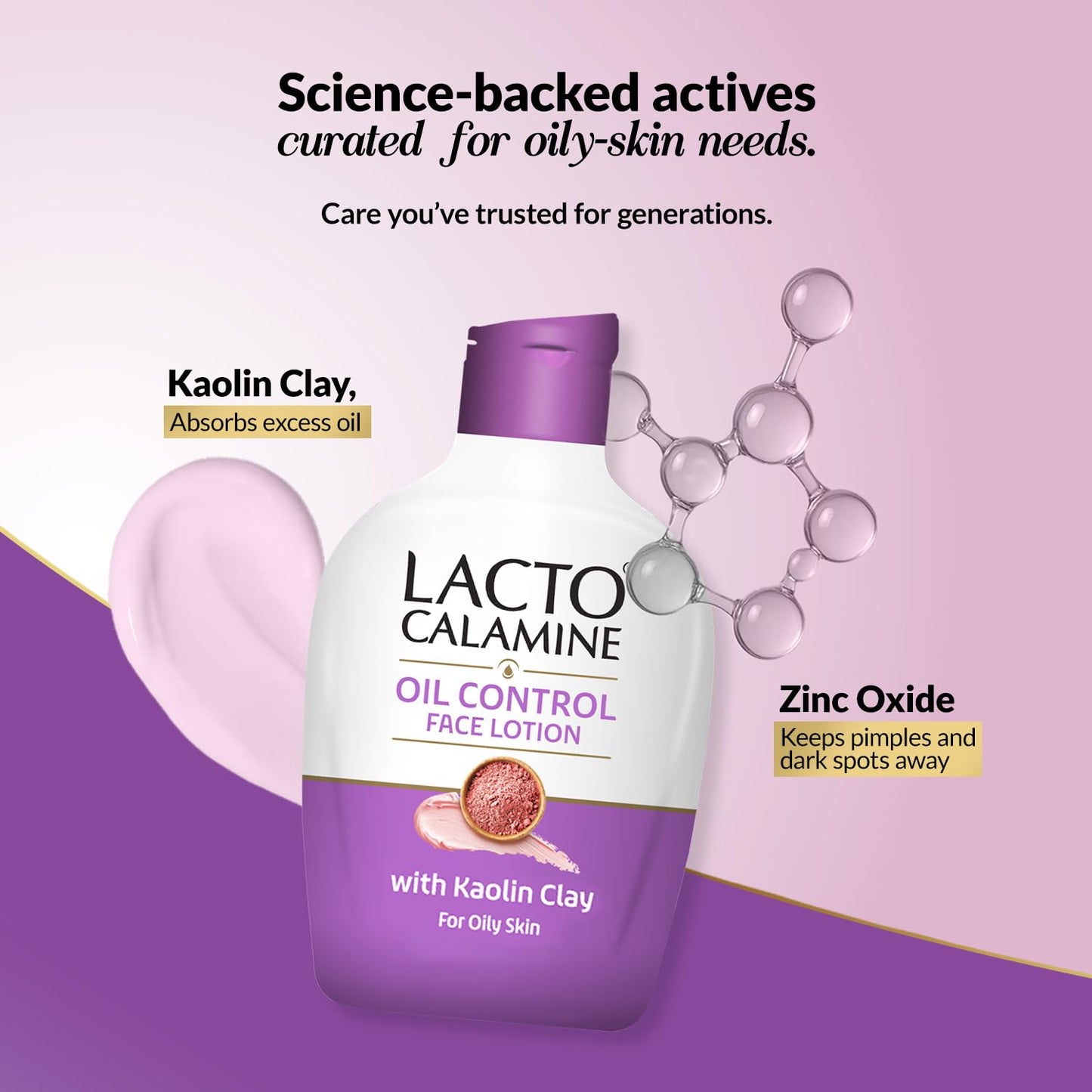 Lacto Calamine Face Lotion | 120ml | Daily Moisturizer For Face - Oily Skin | Kaolin Clay, Glycerine & Zinc Oxide | Abosrbs Excess Oil | Fights Pimples, Darkspots & Blackheads | Body Lotion