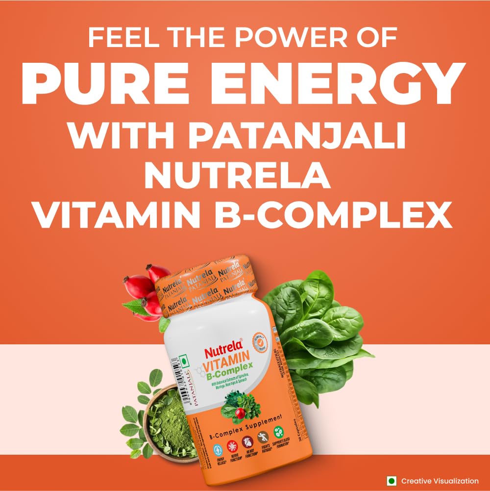 Nutrela Daily Energy Biofermented B Complex for Men & Women - 30 Veg Capsules