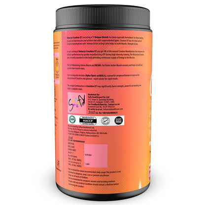 NATURYZ Creatine X7 Pure Micronized Creatine Monohydrate Post Workout drink | Rapid Absorption with Aminos | BCAA | ATP Transport Matrix | Muscle Growth & Strength | Power of 7 Blends | Muscle Builder- 450g(Mango Orange)