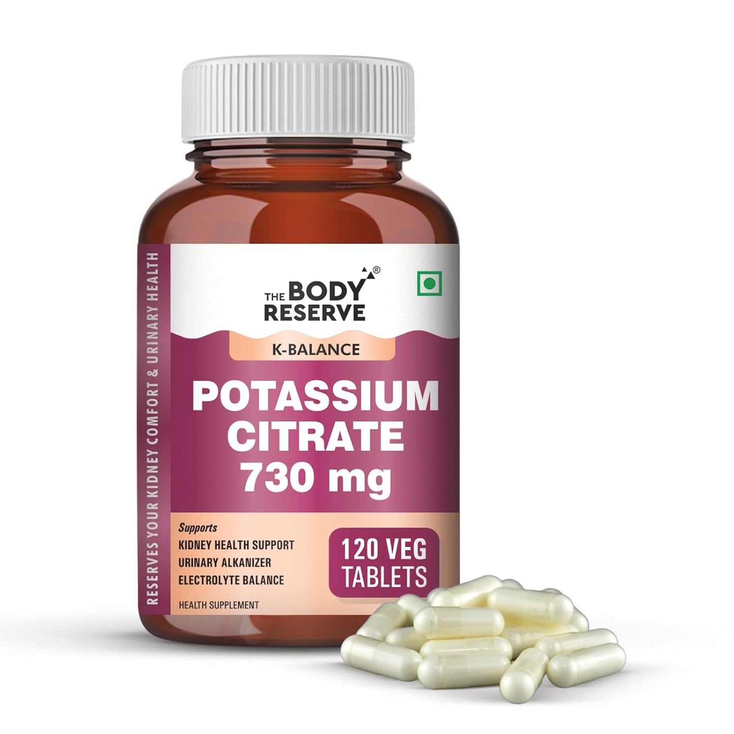 The Body Reserve Potassium Citrate Tablets-120, Potassium supplements for healthy kidney function pH Balance Boosts Electrolyte Levels for Hydration & wellness