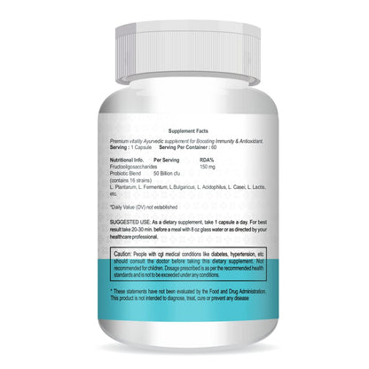 Vokin Biotech Probiotics+ Prebiotics Supplement 50 Billion Cfu For Women & Men With Prebiotics 150 mg | Probiotic Capsules For Digestion Support, Gut Health And Immunity â€“ 60 Veg Capsules
