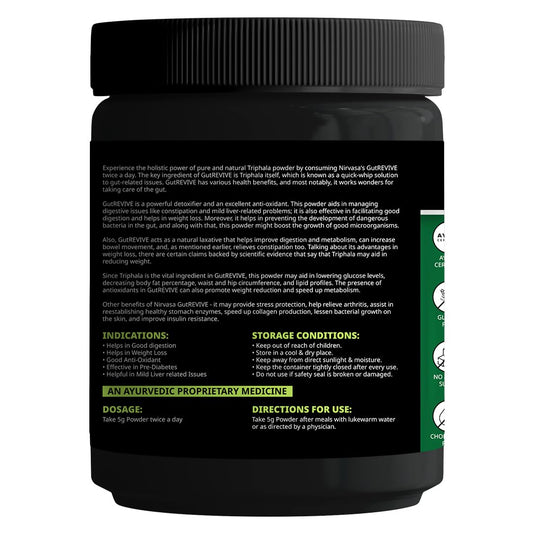 Nirvasa Staylean GutREVIVE Herbal Powder (300g) | Ayurvedic Gut Support & Detox Formula | Boosts Digestion, Metabolism & Weight Management | Enriched With Amla, Harad, Baheda & Pippali