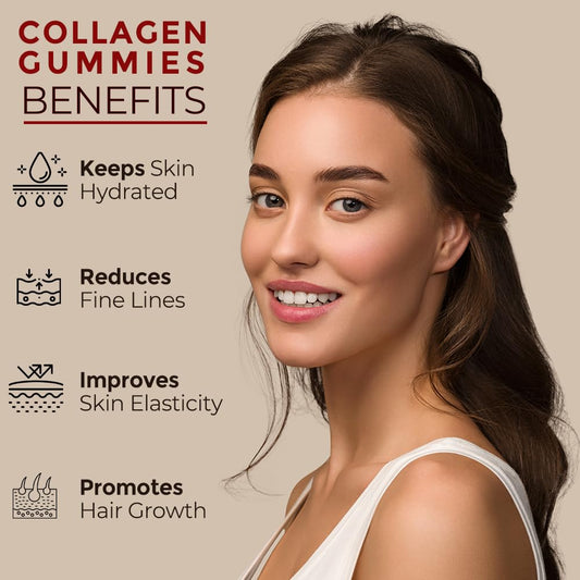 Simply Herbal Skin Collagen Builder with Biotin & Hyaluronic Acid | Hair & Skin Support for Men & Women | 30 Strawberry-Flavored Gummies