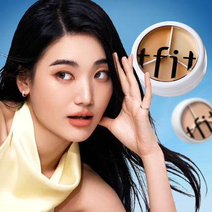 TFIT Cover Up Pro Concealer - Triple Palette | High-Pigmented, Full Coverage & Crease-Proof | Korean Concealer for Dark Circles, Redness & Blemishes (00 Light, 15g)