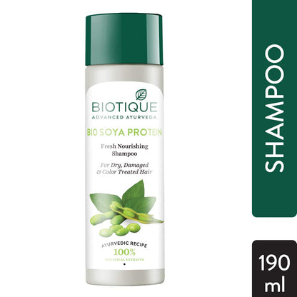 Biotique Bio Green Apple Fresh Daily Purifying Shampoo and Conditioner for Oily Scalp and Hair, 180m & Biotique Bio Soya Protein Fresh Nourishing Shampoo, 190ml