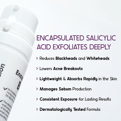 Cos-IQ BHA-2% Encapsulated Salicylic Acid Emulsion Face Serum for Sensitive Skin | Face Exfoliator for Blackheads, Whiteheads, Acne & Open Pores | Reduces Breakouts | For Women & Men | 30ml