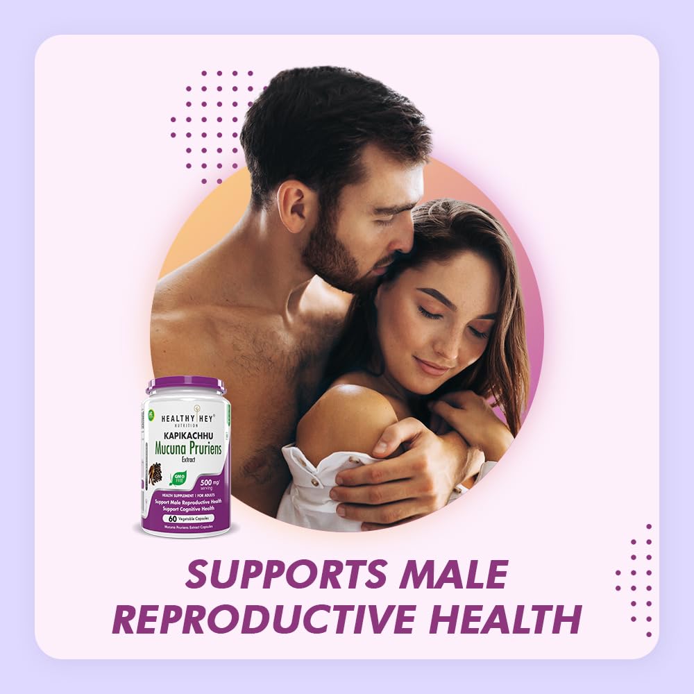 HealthyHey Nutrition Mucuna Pruriens Extract - For Mood and Motivation Support (60 Veg. Capsules)
