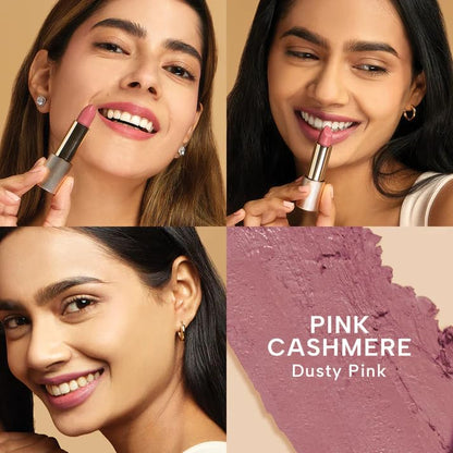 RAS Luxury Oils Lumiere Satin Matte Lipstick | 8-Hr long stay Creamy Matte, Non-Drying, Lightweight & Pigmented | Natural infusion of Argan & Avocado | Vegan, Cruelty-Free (Pink Cashmere)