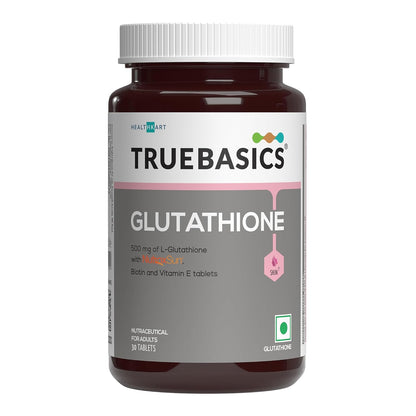 TrueBasics Glutathione (30 Tablets) | With Nutroxsun, Biotin & Vitamin E | For Healthy & Youthful Skin