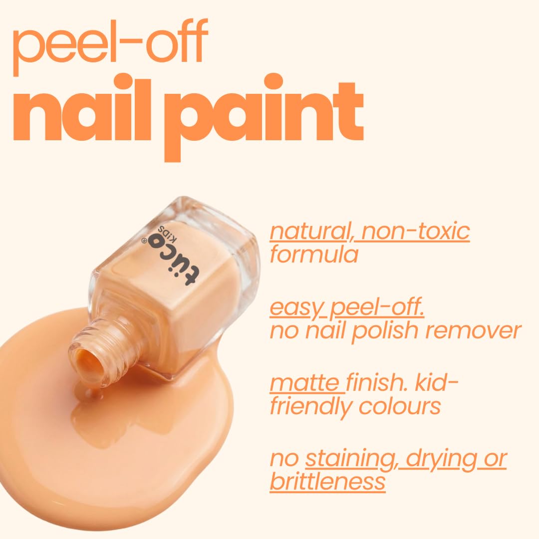 TucoÂ® Kids Water Based Safe Nail Polish for girls | Easy to Peel Off, Non Toxic, Natural & Safe for Kids | Play Safe with Chemical Free Nails for Daughters | Pack of 1x5ml | Orange