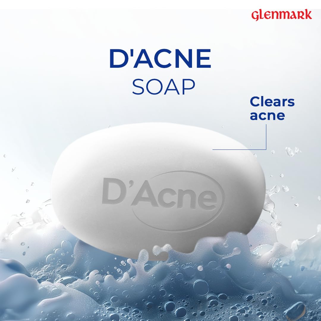 D'Acne Soap | Controls Excess Sebum | Body & Face Soap For Acne-Prone And Oily Skin | Reduces Inflammation And Painful Red Bumps | Skin Feels Soft & Supple | 75 Gm