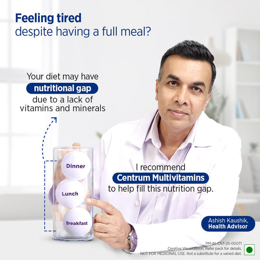 Centrum Men - Multivitamin Tablet for Men | With 23 Vital Nutrients including Zinc, Magnesium, Vitamin B, C, D, Calcium for Energy, Immunity, Muscles and Overall Health | Veg - 50 tablets