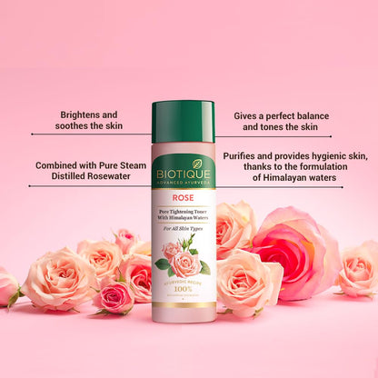 Biotique Bio Rose Pore Tightening Toner With Himalayan Water For All Skin Type 120 Ml
