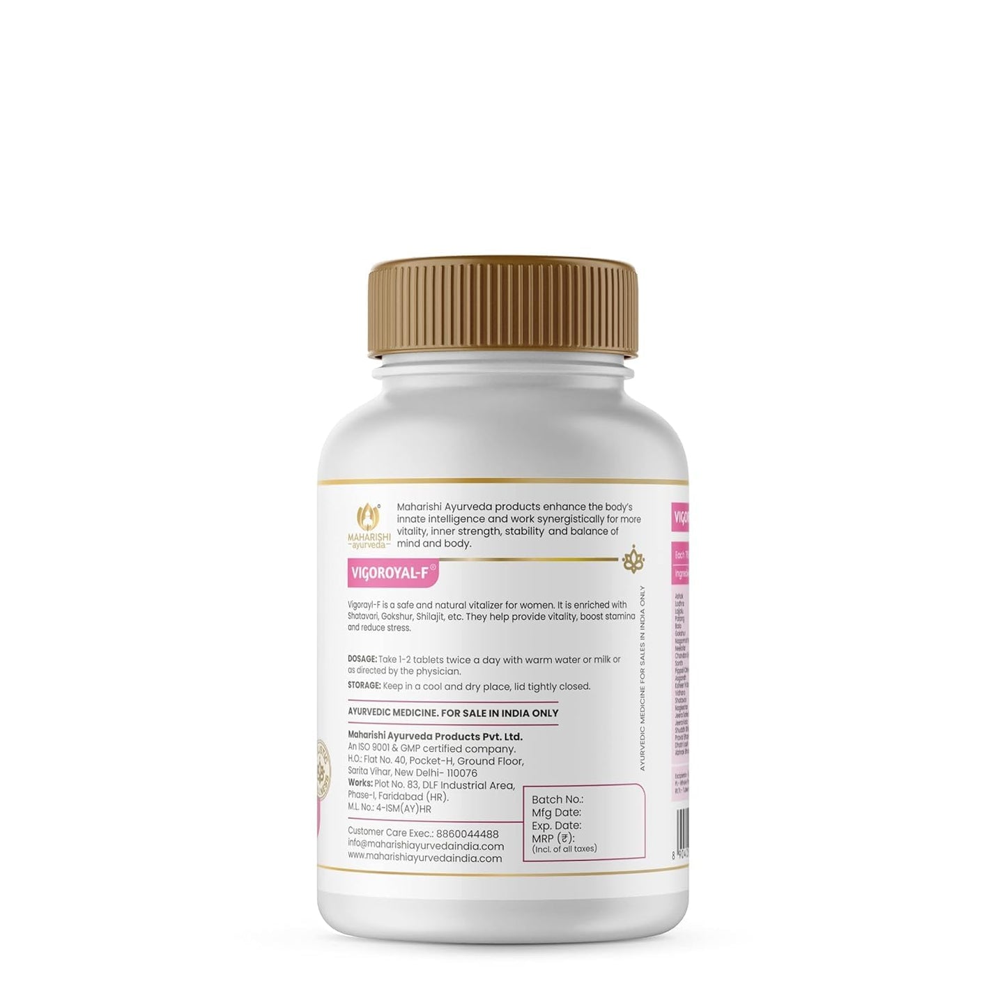 Maharishi Ayurveda Vigoroyal F - Ayurvedic Revitaliser for Women | Supports Reproductive Health| Made with Time-tested Herbs | 60 Tablets