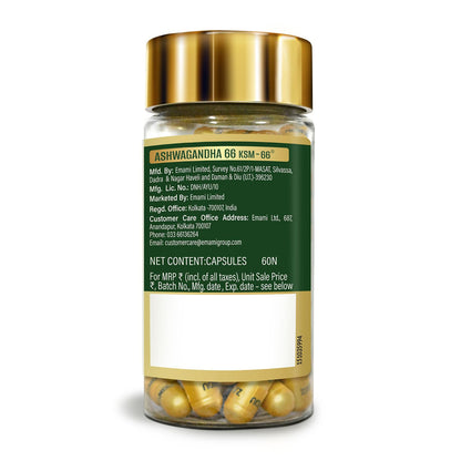 Zandu Ashwagandha KSM-66 (600 mg high dose formula) Tablets | Clinically Proven for 72% Decrease in stress and anxiety levels I Boosts Energy & Strength | 60 tablets I 100% Pure Root Extract