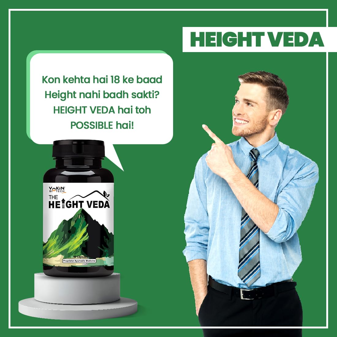 Vokin Biotech Original Height Veda Supreme Formula 60 Capsules (Pack of 1)