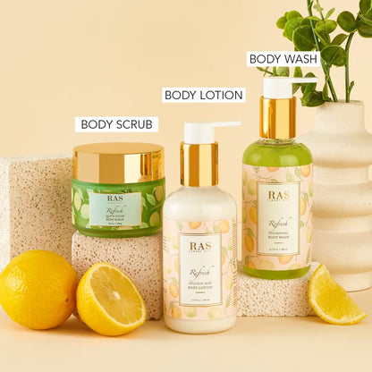 RAS Luxury Oils Refresh Hydrating Body Scrub, Exfoliates & Reduces Tan; Wild Sage & Sea Salt; Sugar & Salt Body Scrub; For Men & Women; 100g