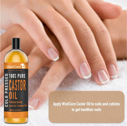 WishCareÂ® Premium Cold Pressed Castor Oil - Pure & Virgin Grade - For Healthy Hair and Skin - 200 ml (Pack of 2)