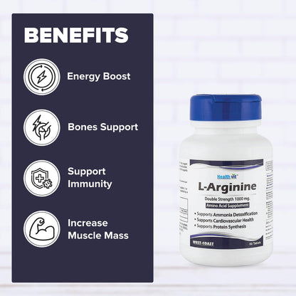 Healthvit L-Arginine 1000 Mg 60 Tablets