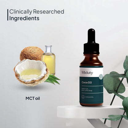 Miduty by Palak Notes Coco D3, MCT Oil, Medium Chain Triglycerides, Vitamin D3 for Strong Bones & Immunity D3 Drops, Coco D3 Pack - 50ml