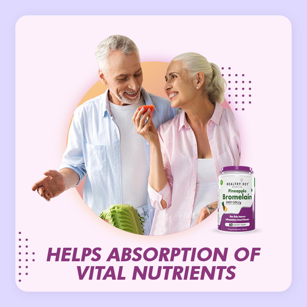 HealthyHey Nutrition Bromelain Digestive Enzyme- High Concentrate -60 Veg. Capsules