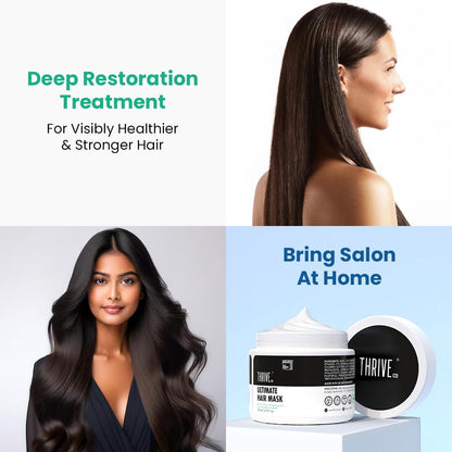 ThriveCo Ultimate Hair Mask With Hyaplexâ„¢| For Dry, Lifeless, Frizzy, and Damaged Hair | Smooths Frizz, Repairs Damage, Hydrates & Strengthens Hair | 200 ml
