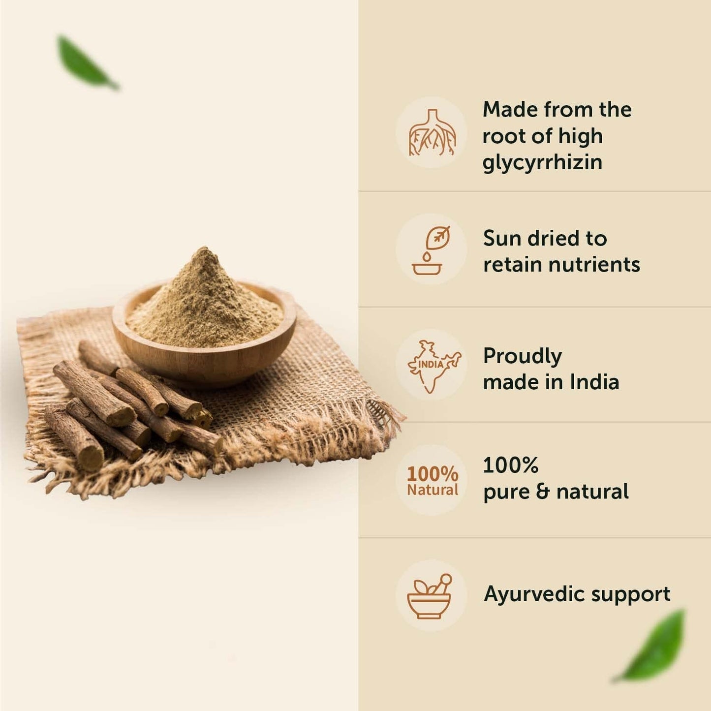 Neuherbs Mulethi Powder - 100g | Yashtimadhu Licorice/Glycyrrhiza Glabra Powder For Glowing & Healthy Skin | Herbal Supplement To Boost Immunity | 100% Pure & Natural No Added Preservatives