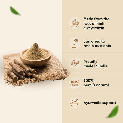 Neuherbs Mulethi Powder - 100g | Yashtimadhu Licorice/Glycyrrhiza Glabra Powder For Glowing & Healthy Skin | Herbal Supplement To Boost Immunity | 100% Pure & Natural No Added Preservatives