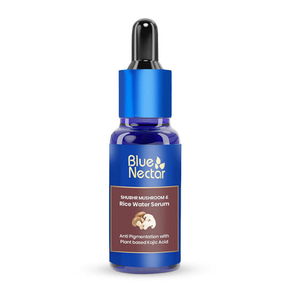 Blue Nectar Rice Water Kojic Acid Face Serum for Pigmentation & Dark Spots Removal | Anti Pigmentation Serum for Face with Mushroom (13 Herbs, 30ml)