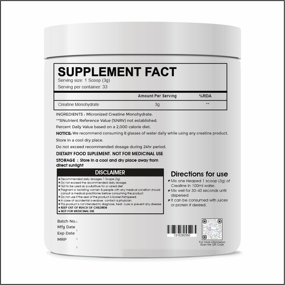 Creatine Monohydrate 100g â€“ Micronised Formula | Boost Strength, Endurance & Muscle Recovery | Unflavoured Workout Supplement