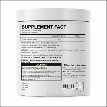 Creatine Monohydrate 100g â€“ Micronised Formula | Boost Strength, Endurance & Muscle Recovery | Unflavoured Workout Supplement