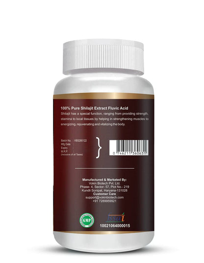 Vokin Biotech Pure Shilajit/Shilajeet Extract 800mg Capsules for Stamina, Enhanced Performance & Muscle Growth â€“ (90 Caps)