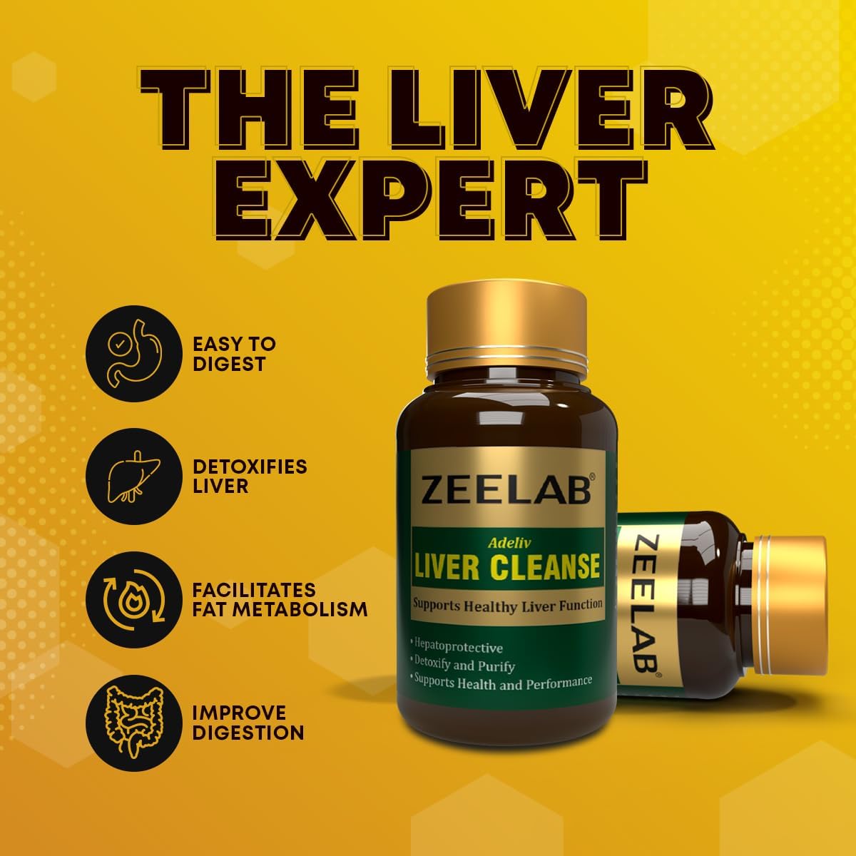 Zeelab Adeliv Liver Cleanse Capsules | Ayurvedic Medicine for Liver Detox and Cleansing (100 Capsules)