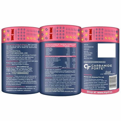 Carbamide Forte Collagen Supplements For Skin | Hair Gummies For Women Hair Growth | Biotin Gummies For Hair Growth & Skin Health For Women & Men | Mixed Fruit Flavour - 60