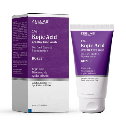 Zeelab Kozee Kojic Acid 1% Face Wash for Dark Spots & Uneven Skin Tone | With Alpha Arbutin, Niacinamide & Vitamin E | Gentle Brightening & Cleansing Face Wash | Suitable for All Skin Types | 100ml
