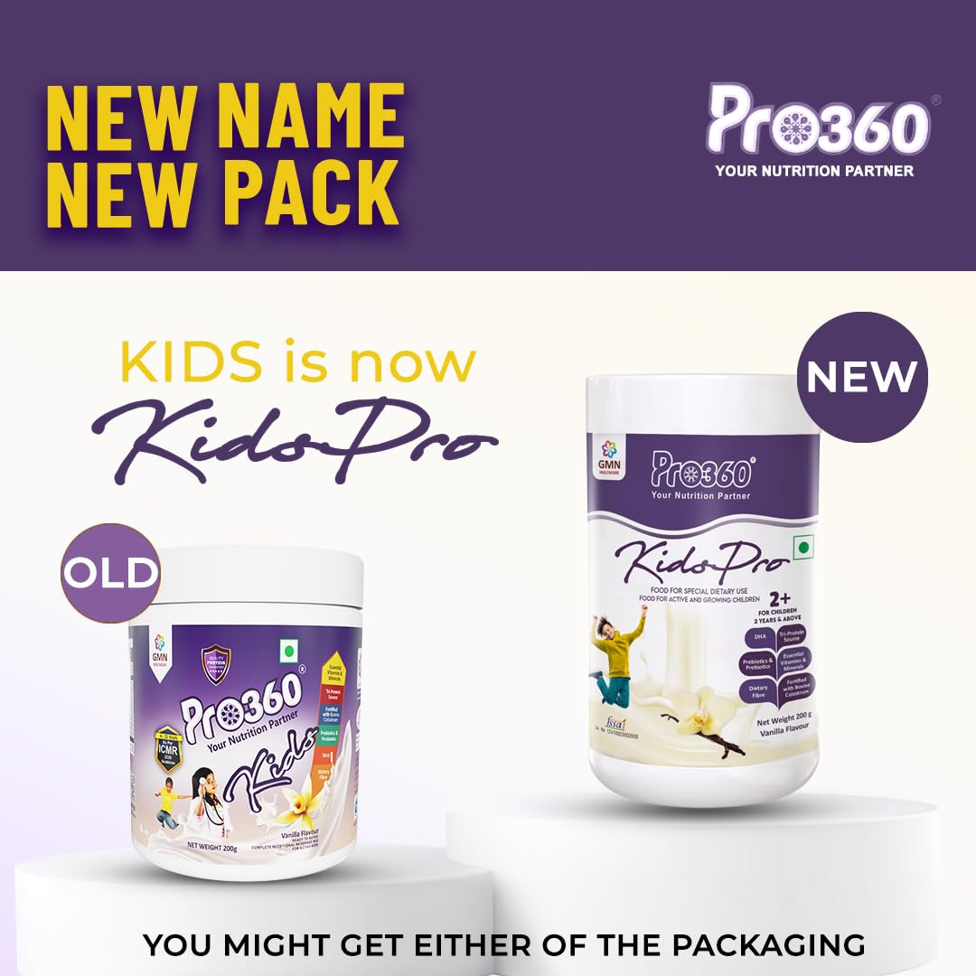 Pro360 Kidspro Protein Powder Child Nutrition & Health Supplement for Growing Children, Improves Immunity, Growth and Active Strong â€“ (200g) -Vanilla Flavor