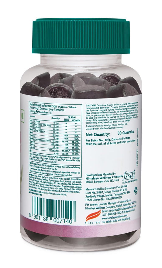 Himalaya Hair Health Gummies | Pack of 30| For Strong, Healthy, Shiny Hair | 100% RDA Biotin |Gelatin-free, Fruit based Gummies | 100% Vegetarian