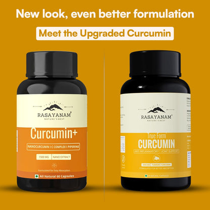 Rasayanam Curcumin 1600mg | Extra-Pure Nano Curcumin Capsules with 95% Curcuminoids | Turmeric & Piperine | Joint Support Supplement for Men & Women - 60 Capsules