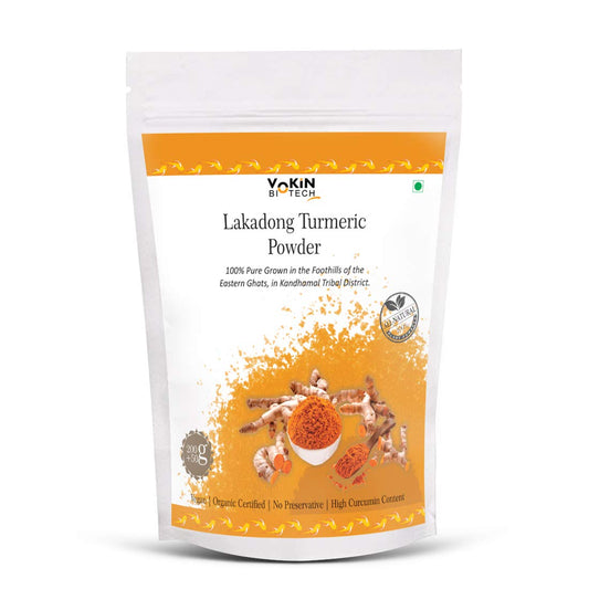 Vokin Biotech Lakadong Turmeric Powder 250gm | High Curcumin Content 7-9% Haldi Powder | Immunity Booster Pack of 1
