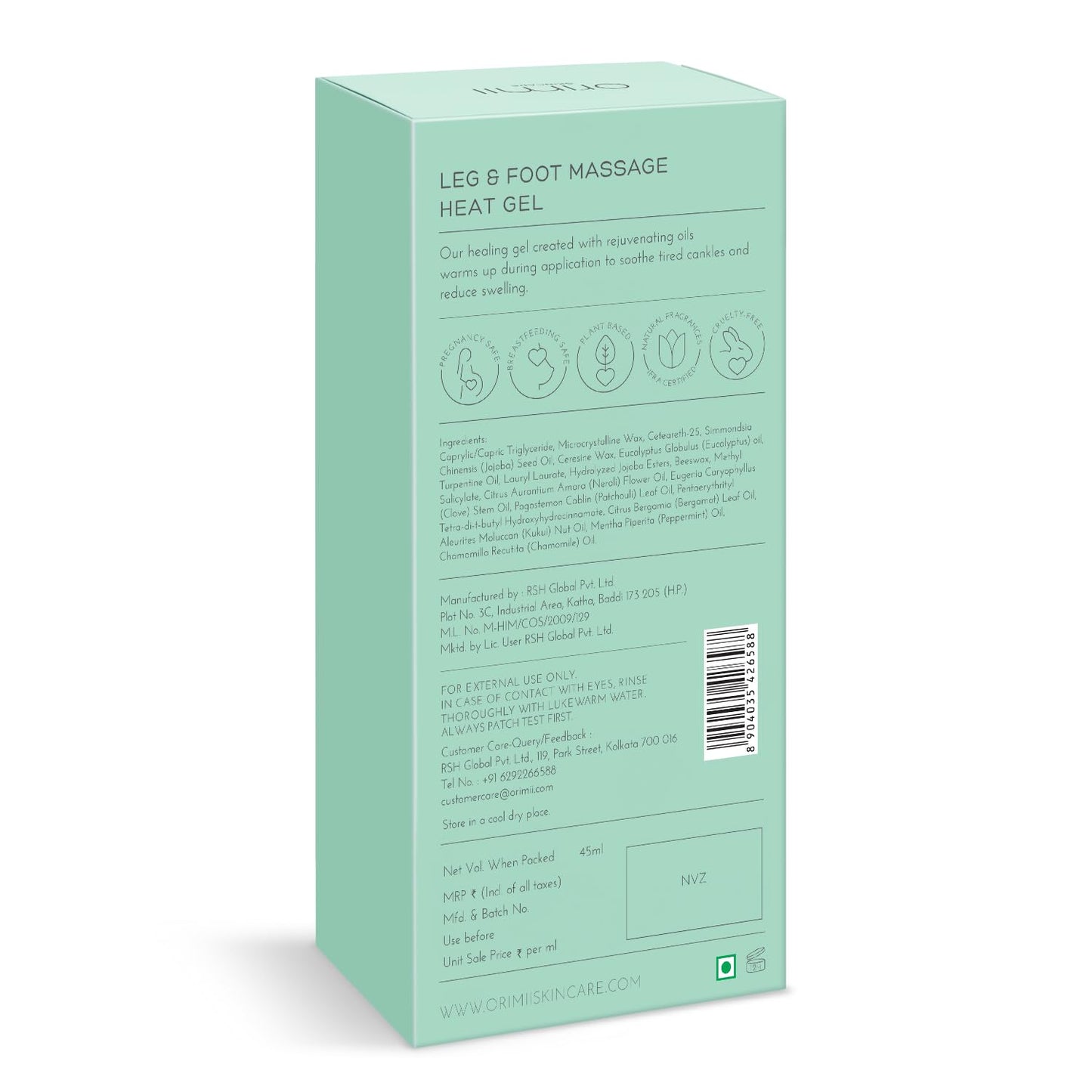 Orimii Leg & Foot Massage Gel For Pain Relief | Heals Swollen Ankles, Leg & Joint Pain | Foot & Leg Pain Relief Product for Pregnant Women | Unique Gel Balm Texture for Quick Absorption (45ml)