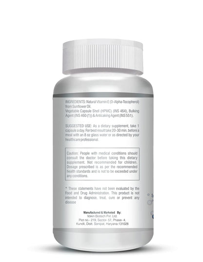 Vokin Biotech Natural Vitamin E from Sunflower - D-Alpha-Tocpherol - 10mg - 90 Capsules