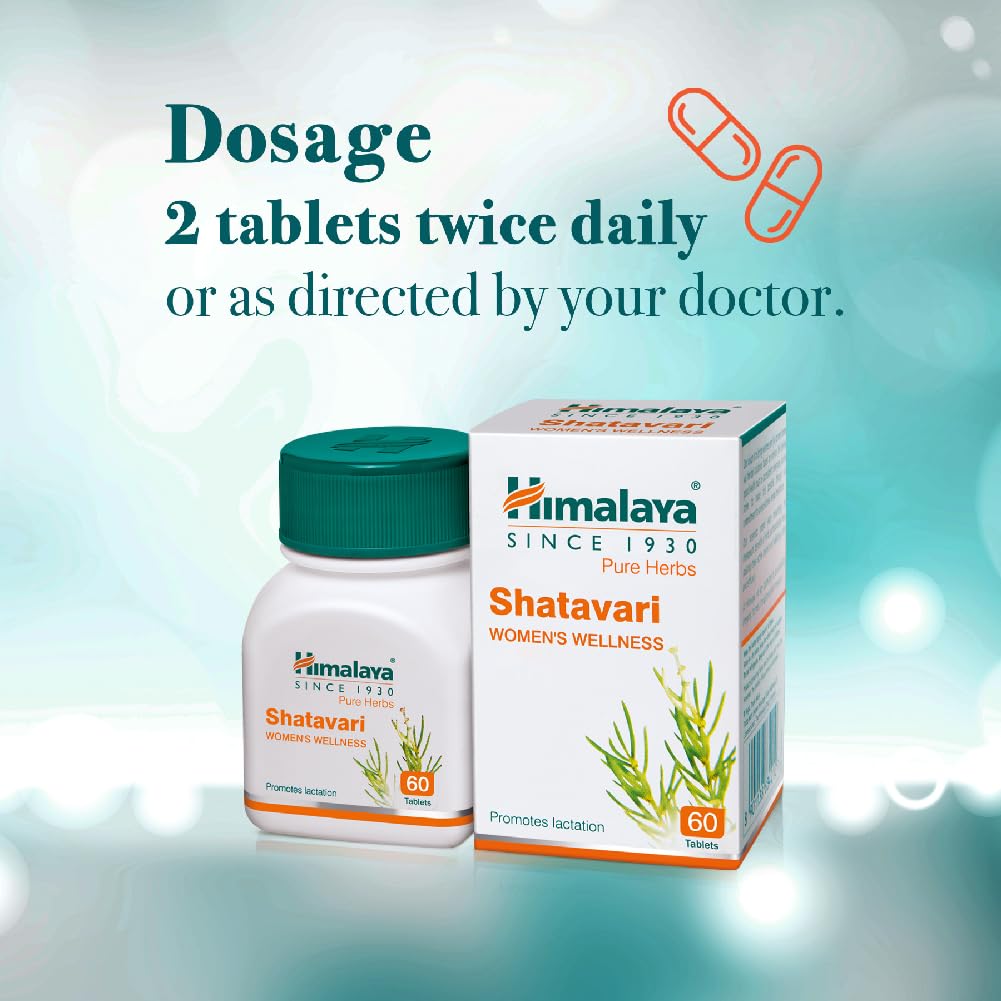 Himalaya Pure Herbs Shatavari Women's Wellness Tablets, Promotes lactation, White, 60 Count