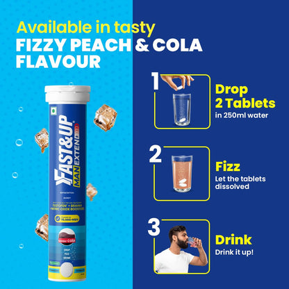 Fast&Up Man Extend | TestofenÂ® Fenugreek Extract |Nitric Oxide Booster + Energizing Blend | Shatavari | Brahmi| Helps Improve Vitality & Stamina | Pack of 20 Effervescent (Cola Flavour)