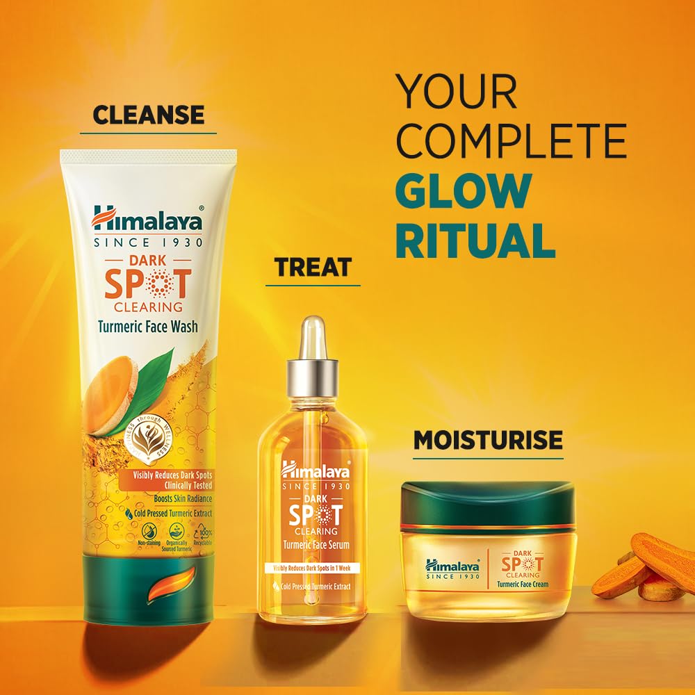 Himalaya Dark Spot Clearing Turmeric Face Cream | Organically sourced Turmeric | Reduce dark spots in 7 days | 2% Glycolic Acid & 2% Niacinamide | 50g